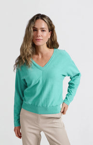 YAYA Soft Turquoise V Neck Sweater