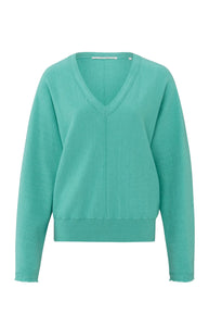 YAYA Soft Turquoise V Neck Sweater