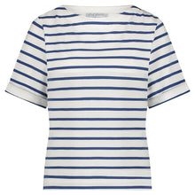 Load image into Gallery viewer, Red Button Terry Stripe Short Sleeve T- Shirt
