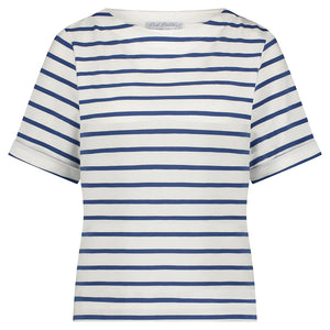 Red Button Terry Stripe Short Sleeve T- Shirt