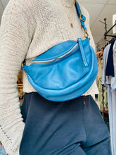 Load image into Gallery viewer, Italian Leather Crossbody Bag Denim Blue
