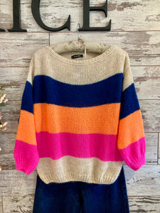 Mohair Blend Multi Stripe Jumper