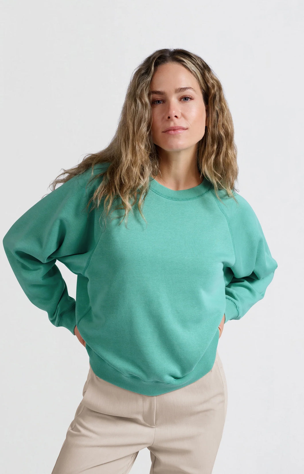 YAYA Turquoise Crew Neck Sweatshirt